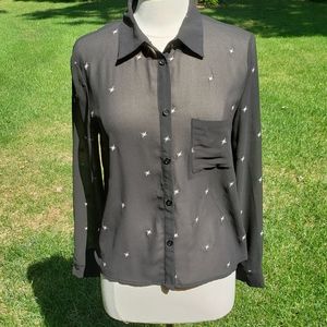 Lulu's Black Blouse with Silver Stars